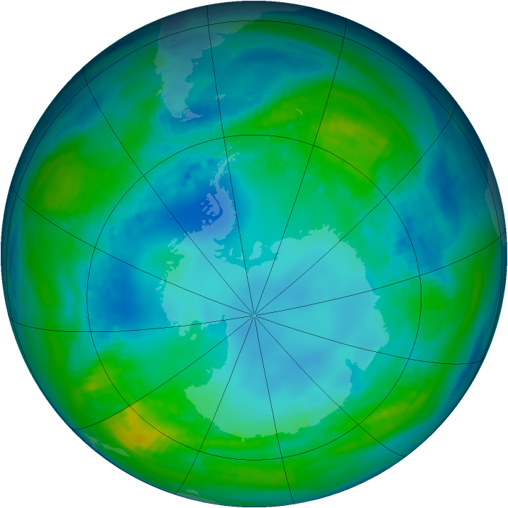 Antarctic ozone map for 11 May 1991
